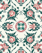 Vintage Floral Pattern Red Teal Rug