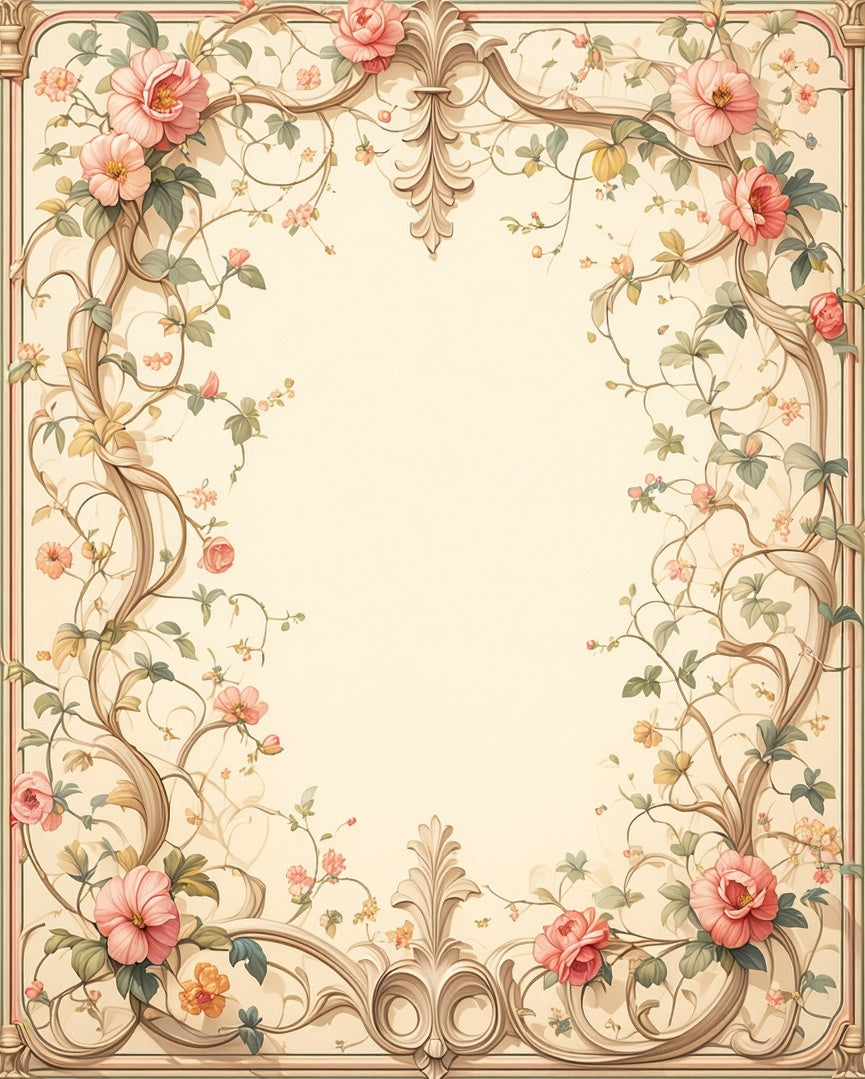 Whimsical Floral Scrollwork Pastel Rug