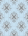 Light Blue Intricate Floral Tile Design Rug