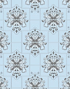 Light Blue Intricate Floral Tile Design Rug