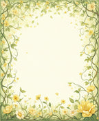 Whimsical Yellow Floral Vine Pattern Rug