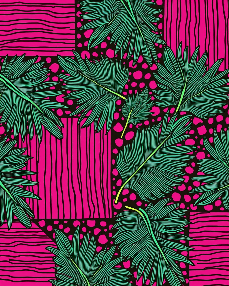 Vibrant Tropical Leaf Pattern Rug
