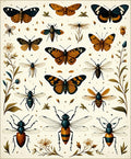 Insect Pattern with Butterflies Dragonflies Rug