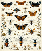 Insect Pattern with Butterflies Dragonflies Rug