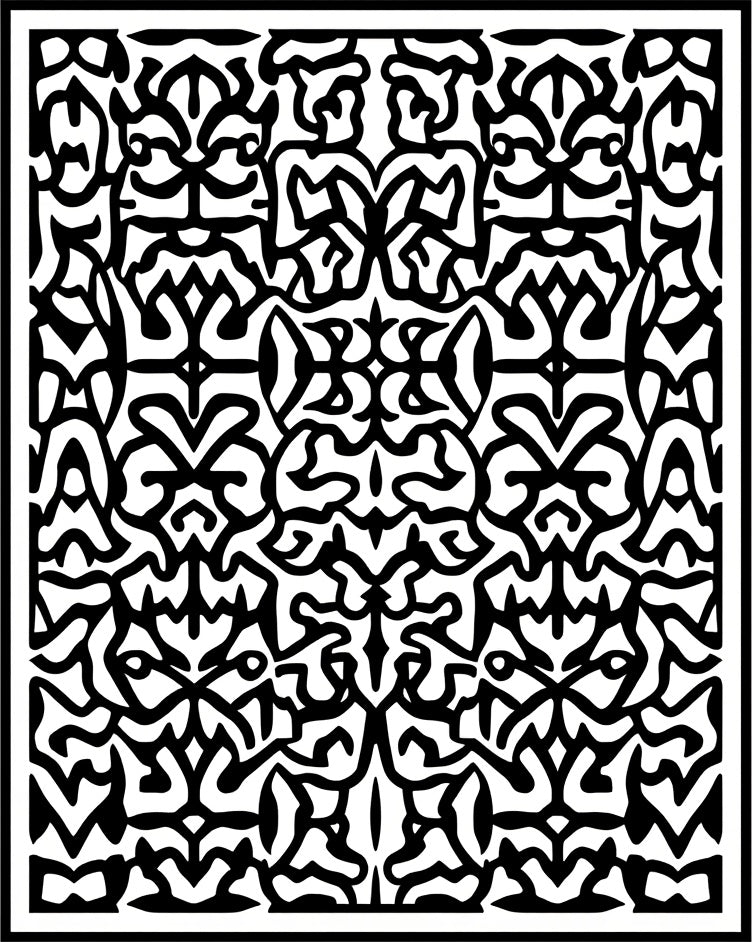 Intricate Black White Organic Pattern Rug