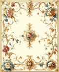Ornate Floral Scrollwork Accent Rug