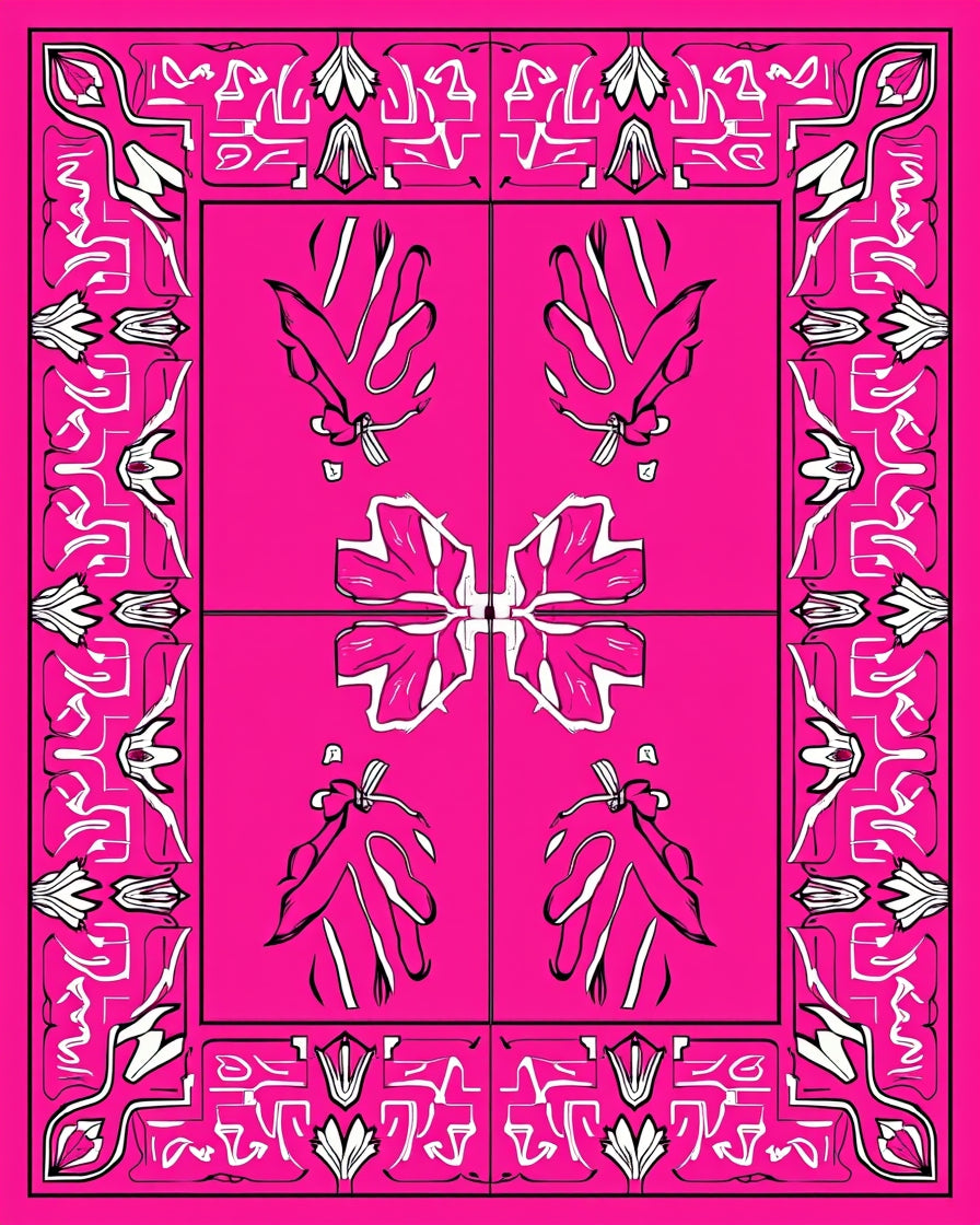 Vibrant Floral Abstract Border Design Rug