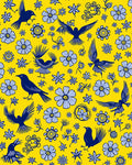 Blue Birds Light Blue Flowers Pattern Rug