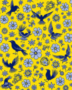 Blue Birds Light Blue Flowers Pattern Rug