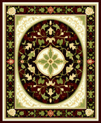 Ornate Floral Medallion Dark Jewel Tone Rug