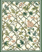 Vintage Garden Trellis Floral Rug