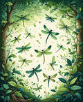 Whimsical Dragonflies In Green Forest Rug