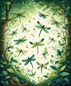 Whimsical Dragonflies In Green Forest Rug