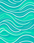 Aqua Blue Wavy Lines Design Rug