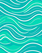 Aqua Blue Wavy Lines Design Rug