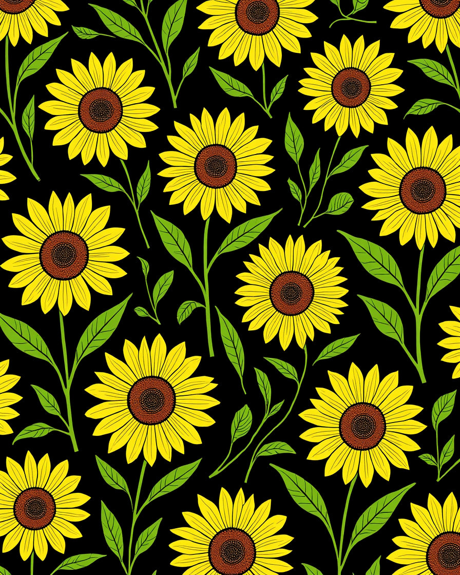 Bright Sunflower Patterned Design Rug