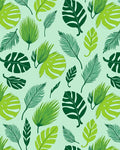 Tropical Leaf Pattern Green Foliage Rug