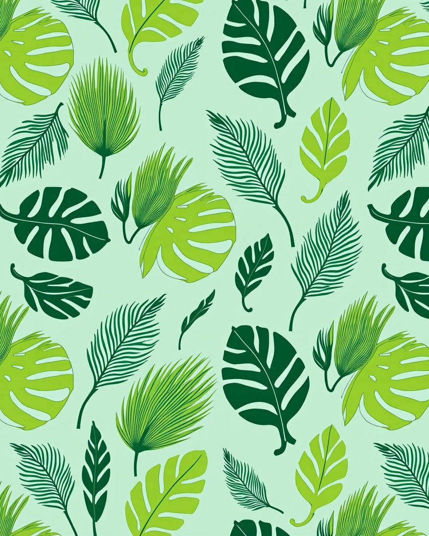 Tropical Leaf Pattern Green Foliage Rug