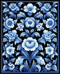 Classic Blue Floral Vine Pattern Rug