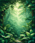 Lush Green Forest Canopy Rug