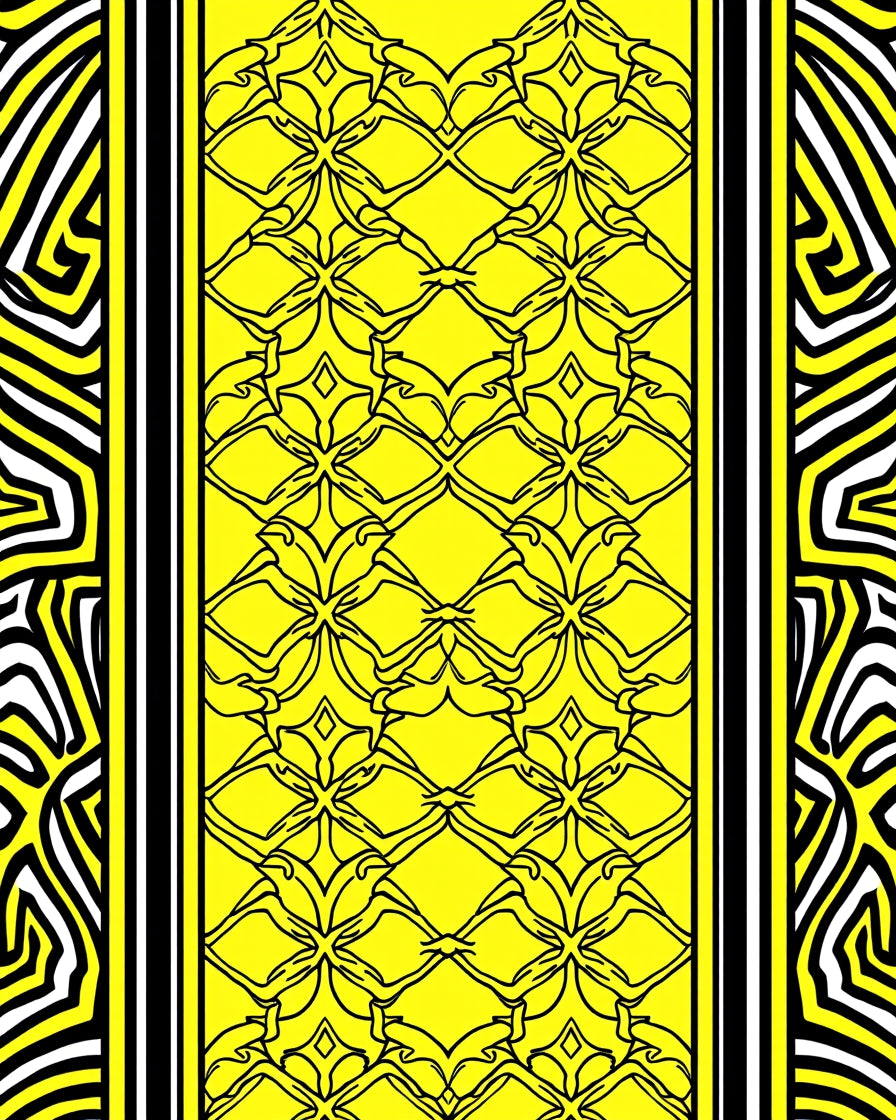 Bold Geometric Yellow Black Border Design Rug