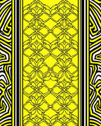 Bold Geometric Yellow Black Border Design Rug