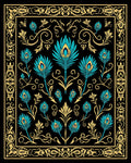 Exotic Teal Peacock Feather Pattern Rug