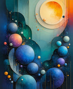Cosmic Spheres Abstract Design Rug
