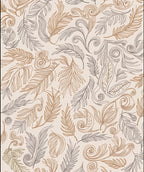 Feather Swirls Patterned Natural Design Rug