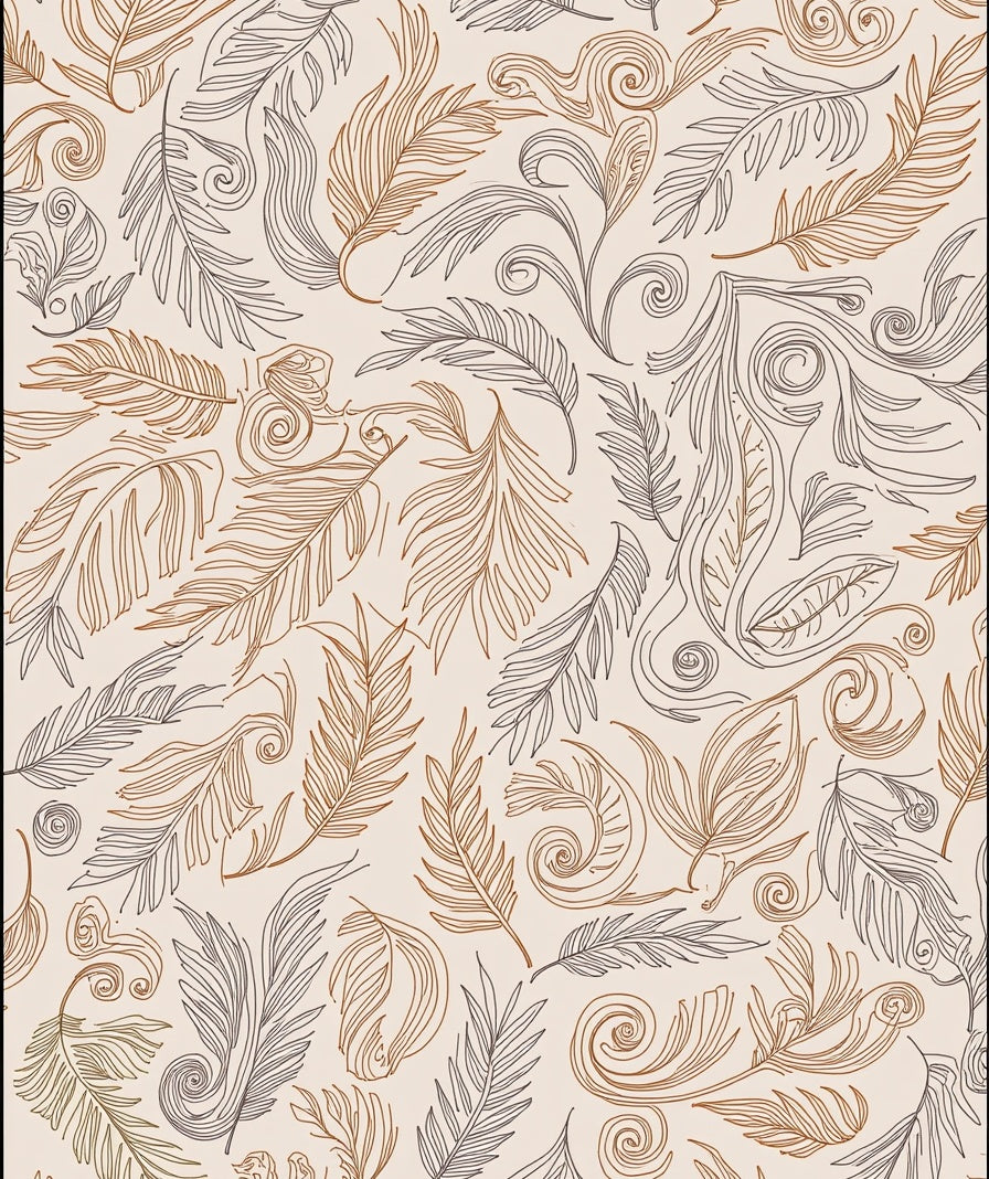 Feather Swirls Patterned Natural Design Rug