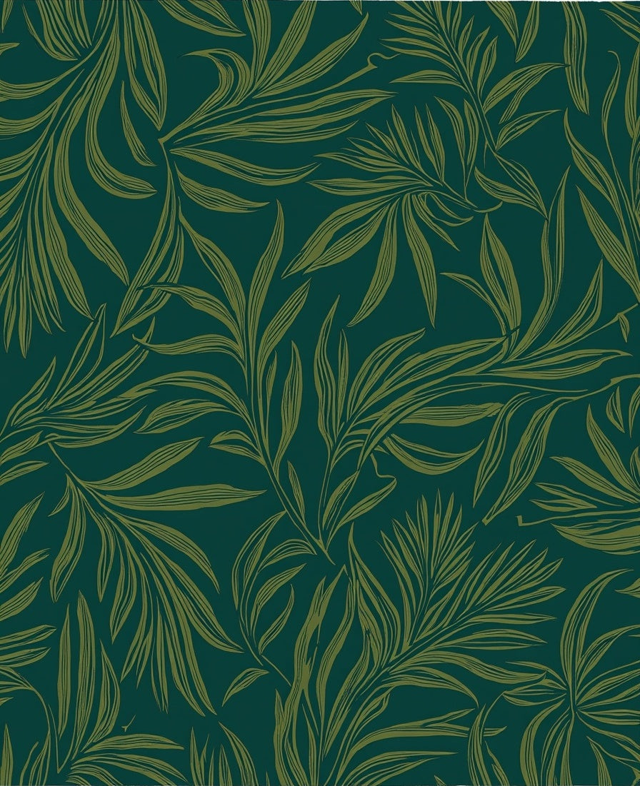 Deep Teal Leaf Pattern Rug
