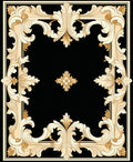 Ornate Gold Swirl Baroque Design Rug