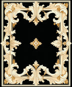Ornate Gold Swirl Baroque Design Rug