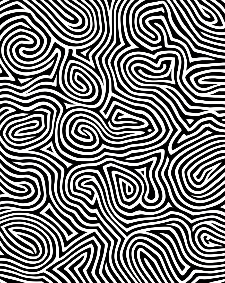 Abstract Black White Swirling Lines Rug