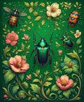 Enchanting Insect Floral Garden Pattern Rug