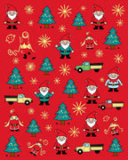 Jolly Red Gnome Christmas Tree Trucks Rug