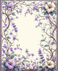 Lavender Floral Vine Patterned Rug
