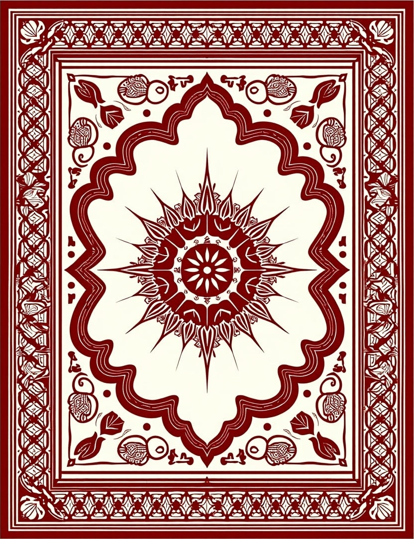 Ornate Mandala Floral Design Rug