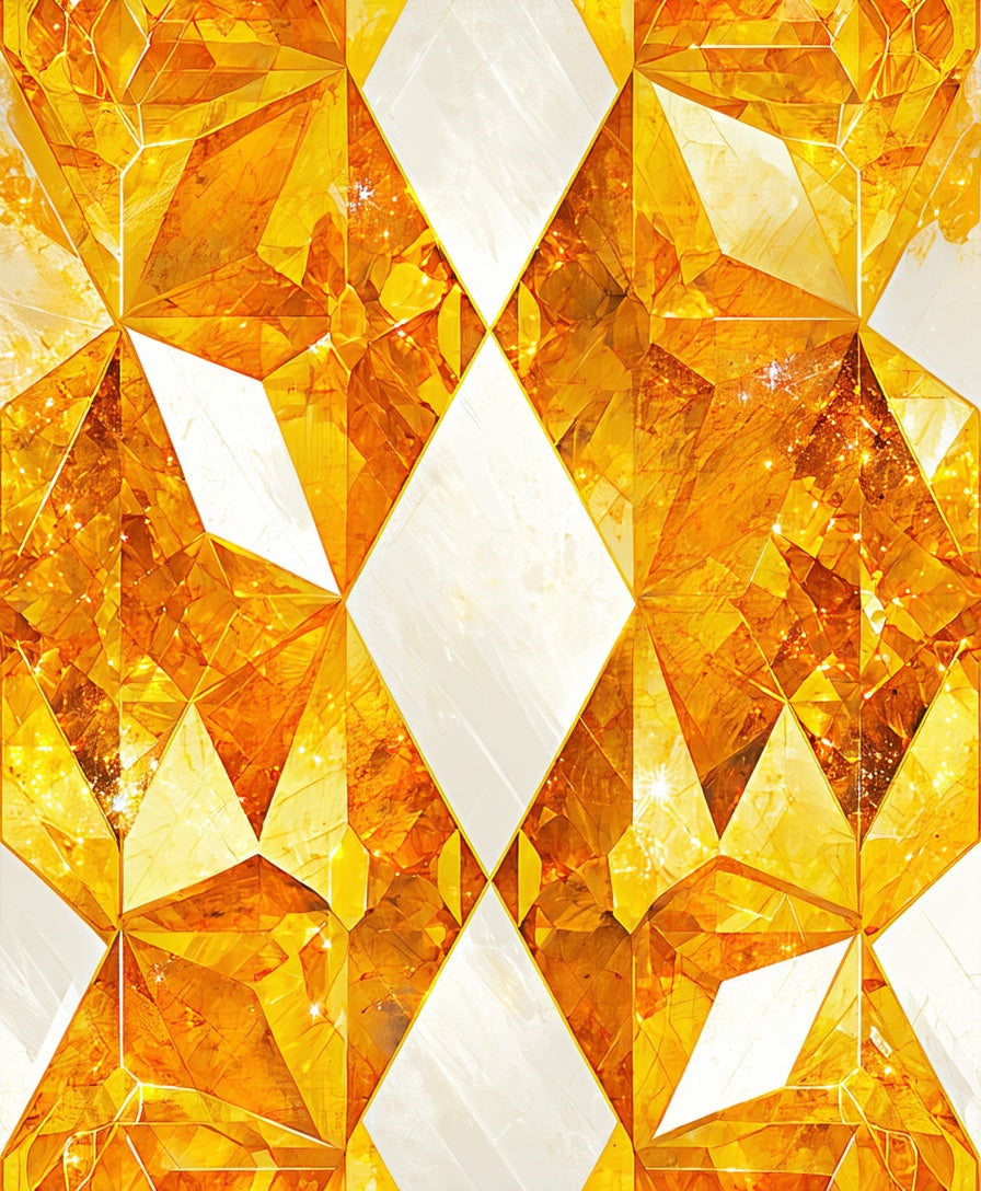 Radiant Gold Faceted Geometric Pattern Rug