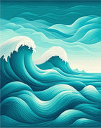 Ocean Wave Art Inspired Design Rug