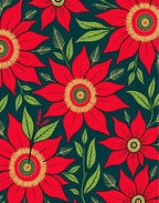 Bold Red Floral Medallion Botanical Rug