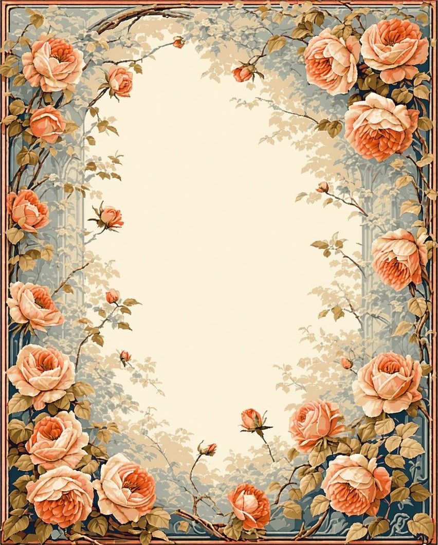 Vintage Rose Garden Floral Design Rug