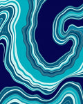 Deep Blue Aqua Swirling Layers Rug