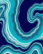 Deep Blue Aqua Swirling Layers Rug
