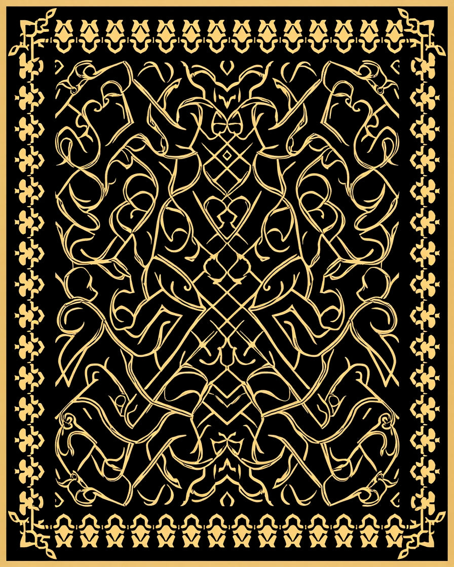 Intricate Golden Swirls And Lines Rug