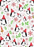 Playful Penguin Red Hat Snowflakes Garland Rug