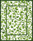 Green Leaf Vine Scroll Pattern Rug