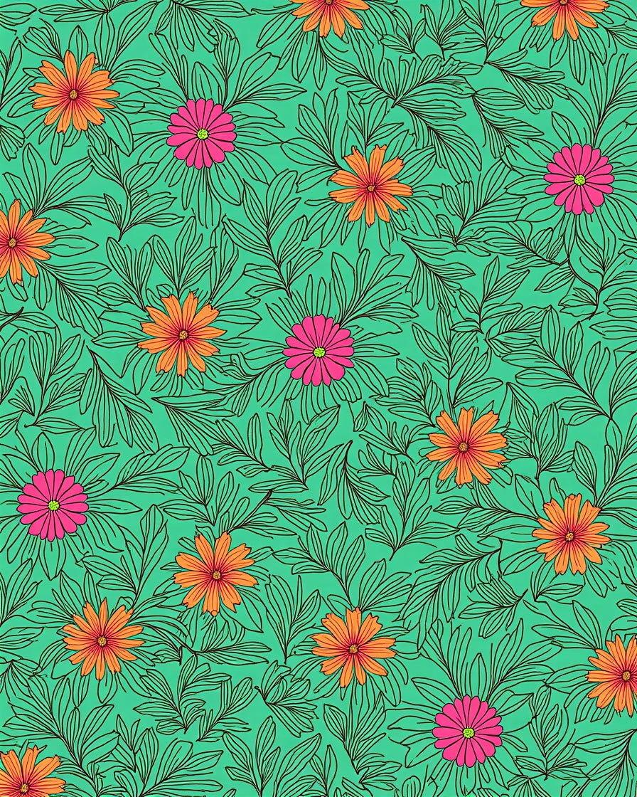 Vibrant Floral Leaf Pattern Rug