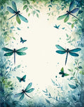 Dragonfly and Butterfly Botanical Watercolor Rug