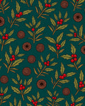 Deep Teal Berries And Frosted Leaves Rug
